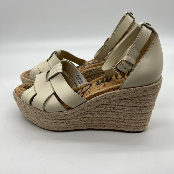 Sam Edelman Shoes Size 10 M Woven Leather Wedges Marietta Modern Ivory - Picture 12 of 14